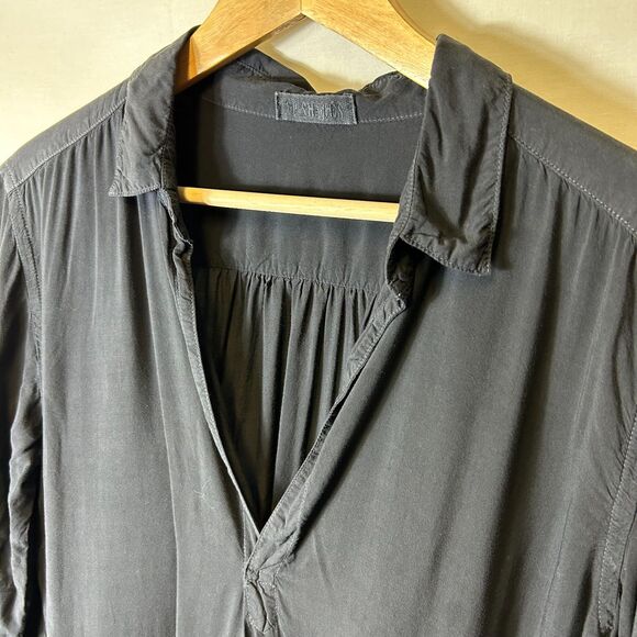 CP Shades Teton Black Collared V-Neck Long Sleeve Tunic Top with Pockets Size S - Picture 4 of 10